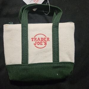 Trader Joe's Green and White Micro Canvas Bag